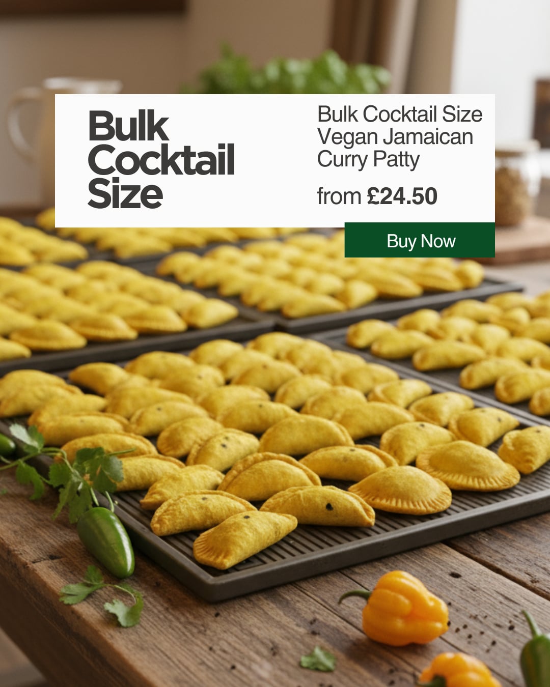 Bulk Cocktail Size Vegan Jamaican Curry Patties